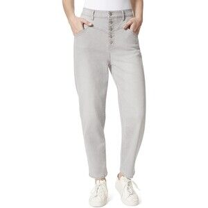 Frayed High Rise Front Yoke Tapered Jean Cipher Grey Sz 10/30